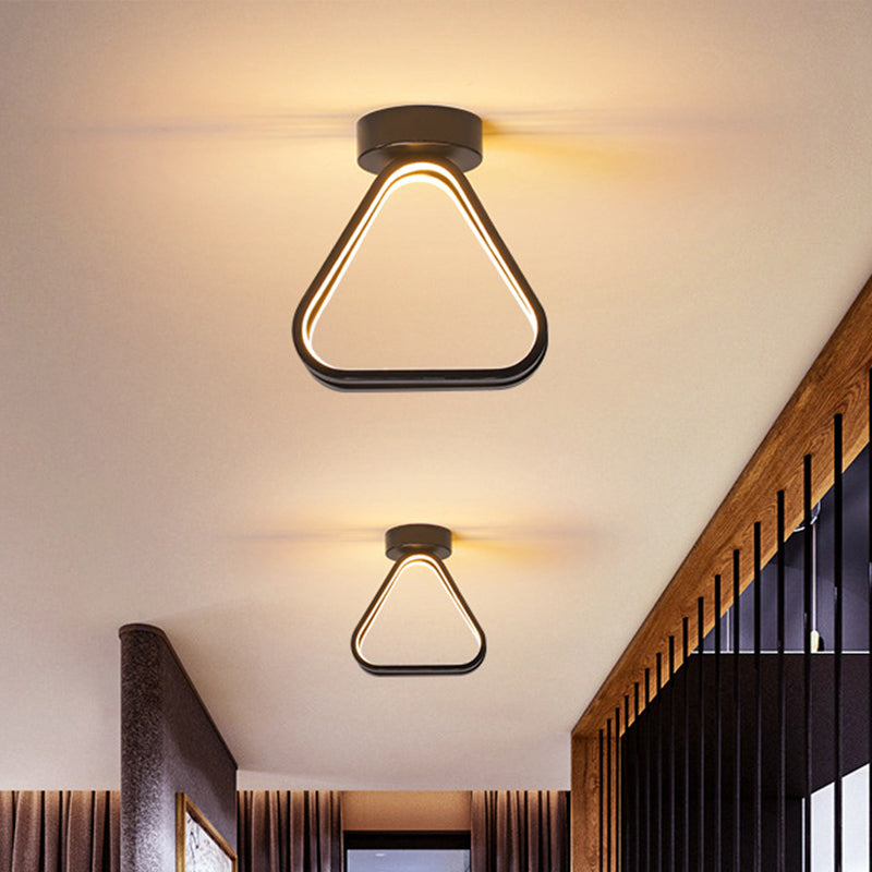 Triangle Acrylic Ceiling Lighting Simple Style Black/White LED Flush Mount Lamp in Warm/White/3 Color Light