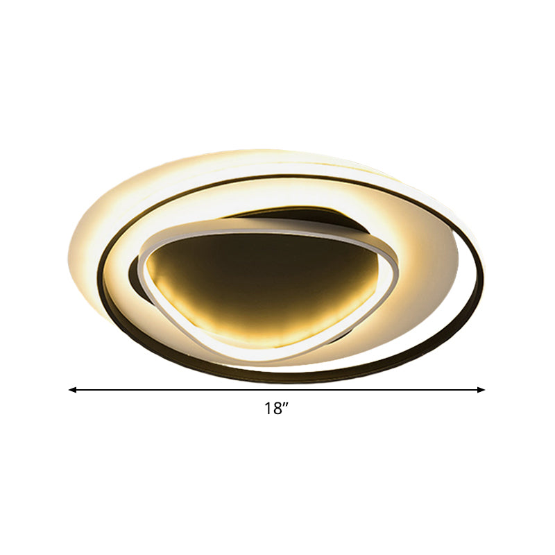 Luz de techo LED acrílica moderna de montaje empotrado geométrico negro de 18 "/23,5" de ancho en luz cálida/blanca/control remoto de atenuación continua