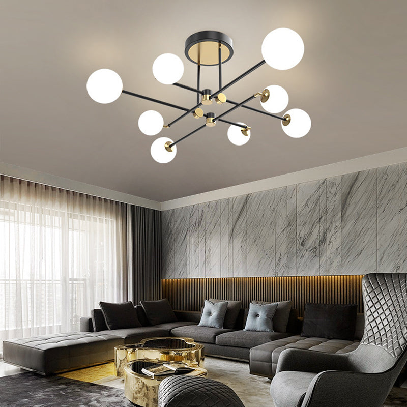 Sputnik Ceiling Light Fixture Simplicity Style Acrylic LED Bedroom Ceiling Mounted Light in Black