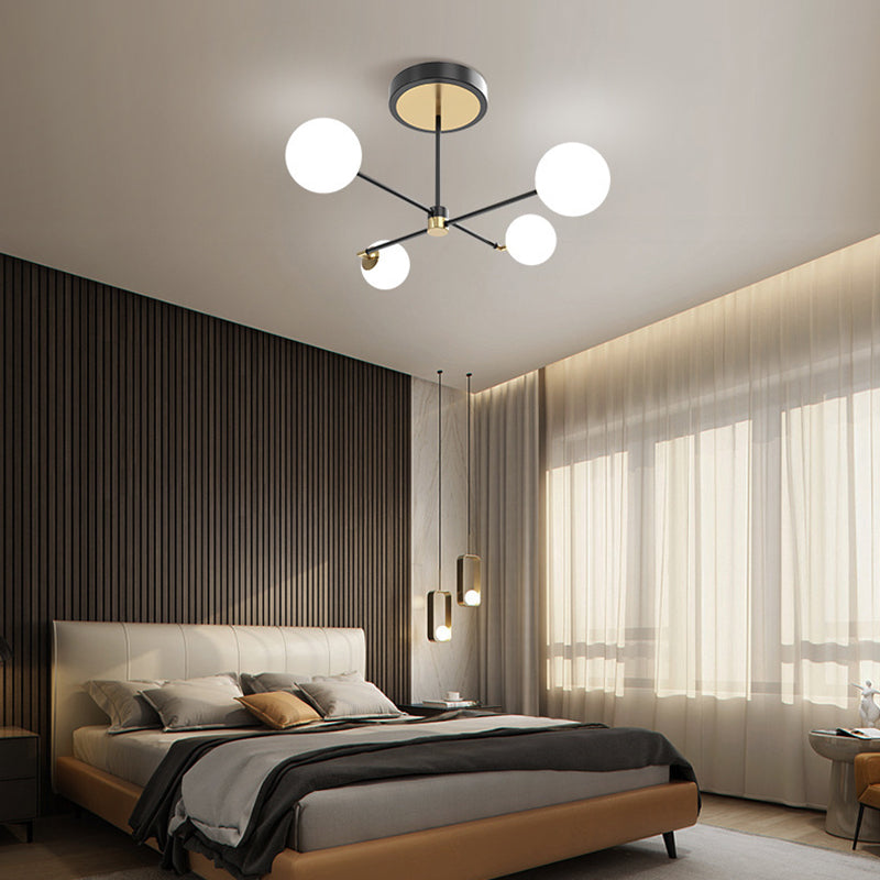 Sputnik Ceiling Light Fixture Simplicity Style Acrylic LED Bedroom Ceiling Mounted Light in Black