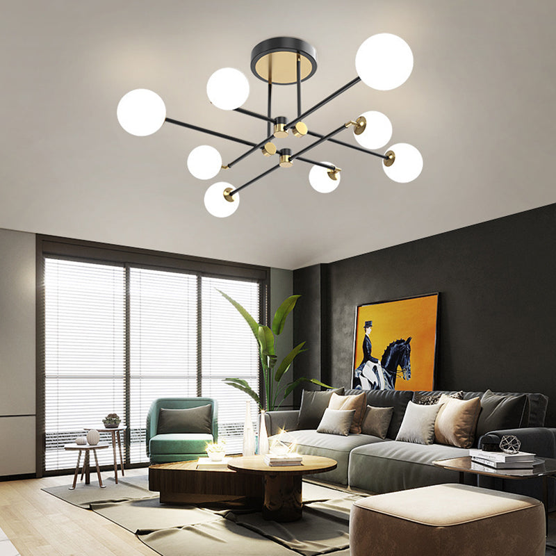 Sputnik Ceiling Light Fixture Simplicity Style Acrylic LED Bedroom Ceiling Mounted Light in Black