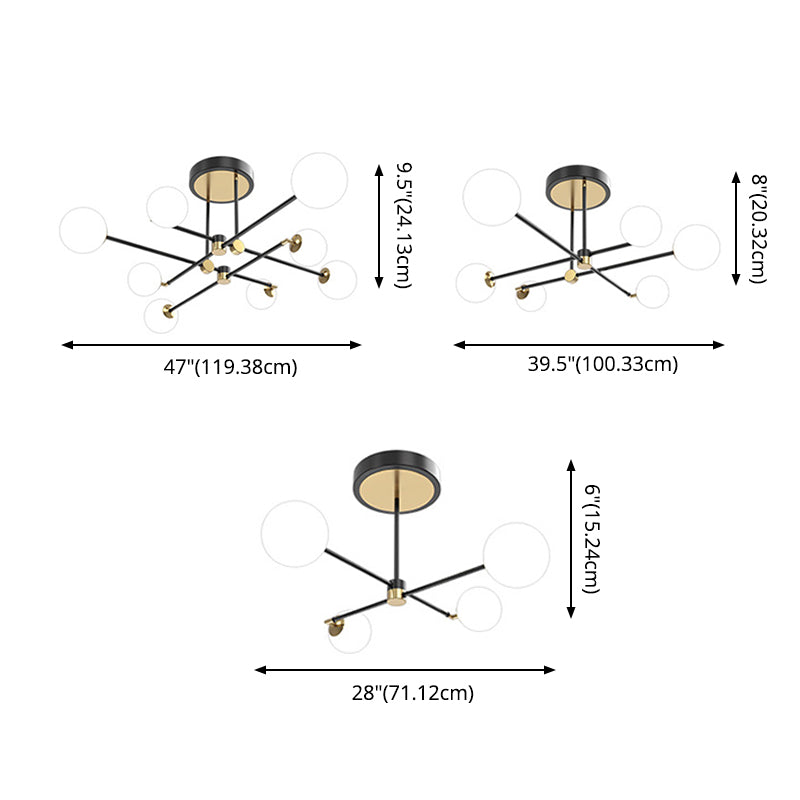 Sputnik Techo Luz de luz Simplicidad Estilo de acrílico LED de dormitorio LED Luz montada en negro