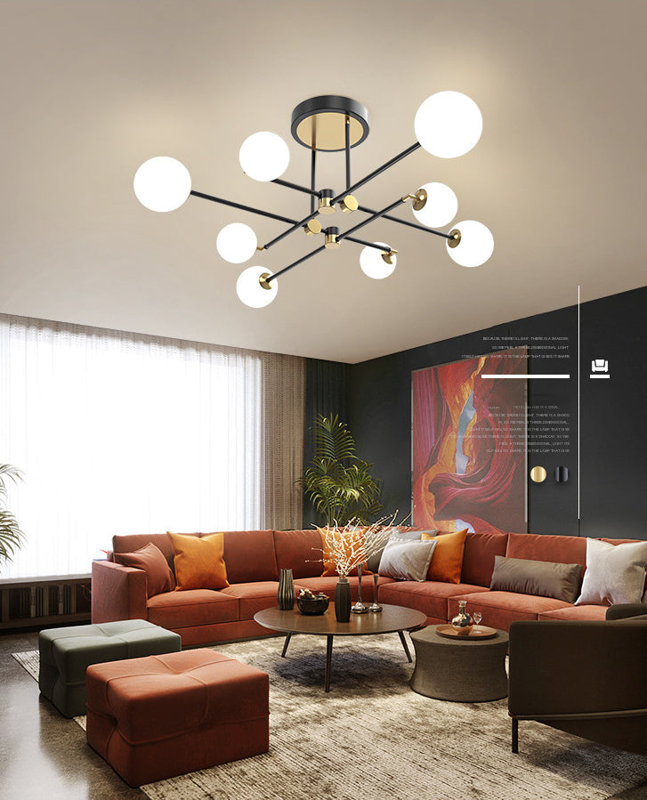 Sputnik Ceiling Light Fixture Simplicity Style Acrylic LED Bedroom Ceiling Mounted Light in Black