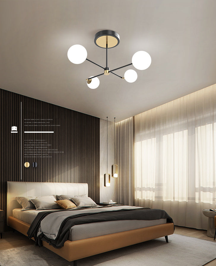 Sputnik Ceiling Light Fixture Simplicity Style Acrylic LED Bedroom Ceiling Mounted Light in Black