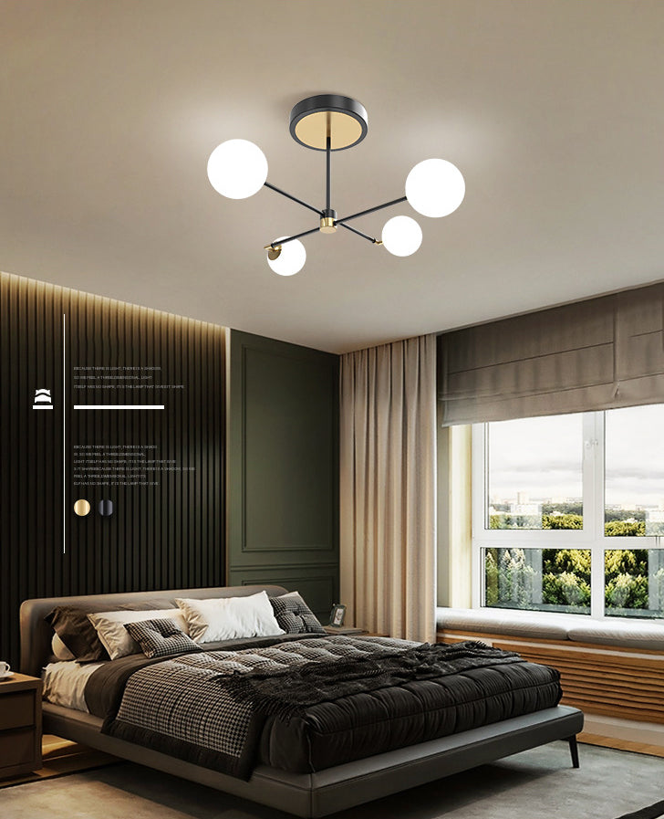 Sputnik Ceiling Light Fixture Simplicity Style Acrylic LED Bedroom Ceiling Mounted Light in Black