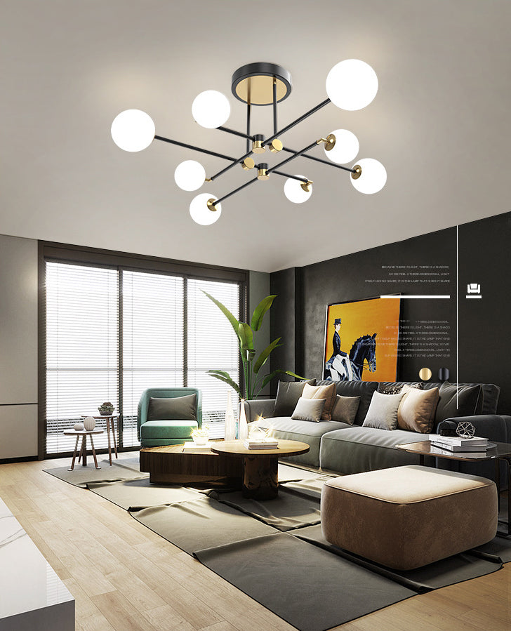 Sputnik Ceiling Light Fixture Simplicity Style Acrylic LED Bedroom Ceiling Mounted Light in Black