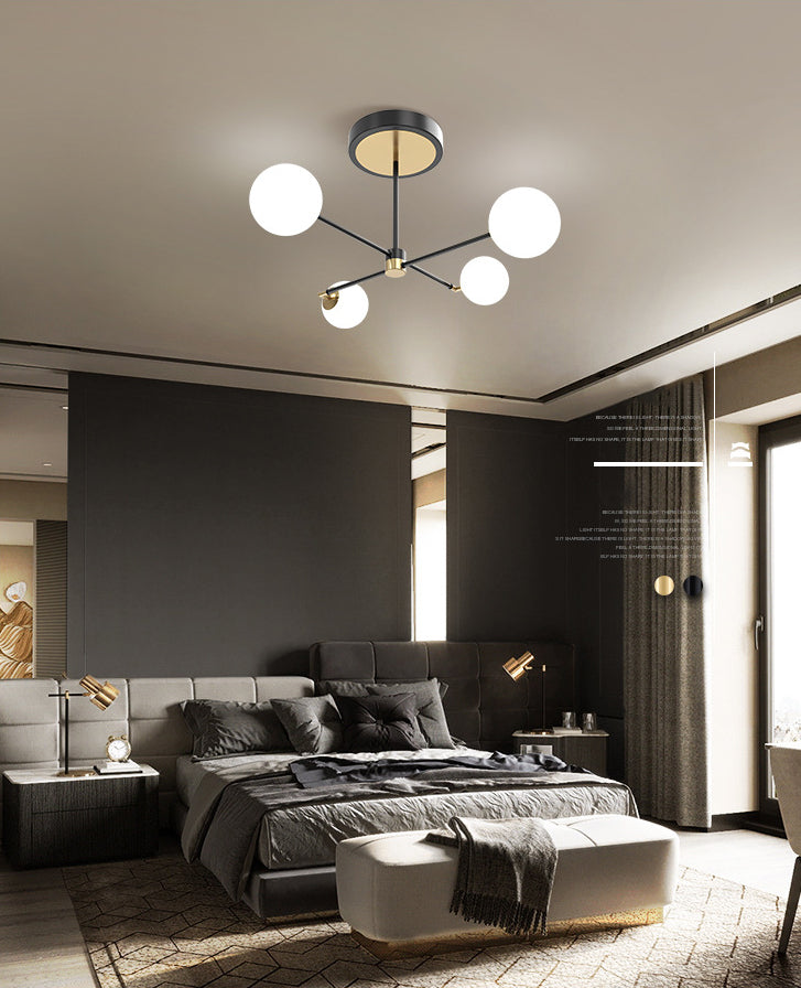 Sputnik Ceiling Light Fixture Simplicity Style Acrylic LED Bedroom Ceiling Mounted Light in Black