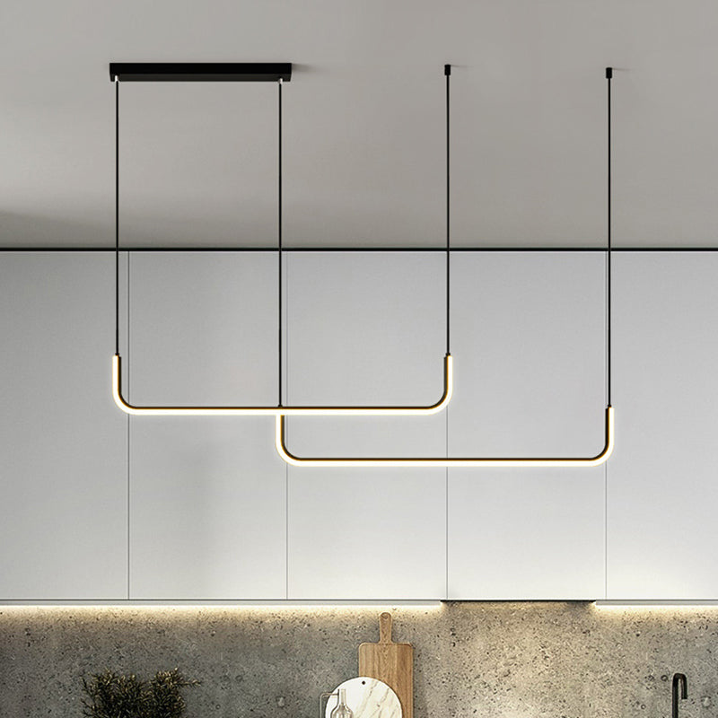 Tube Hanging Island Lights Fills d'éclairage de lustre en aluminium ultra-contemporain pour le restaurant