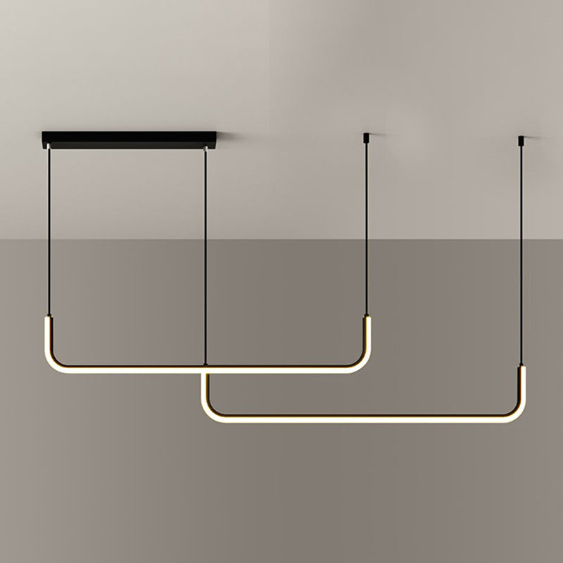 Tube Hanging Island Lights Fills d'éclairage de lustre en aluminium ultra-contemporain pour le restaurant