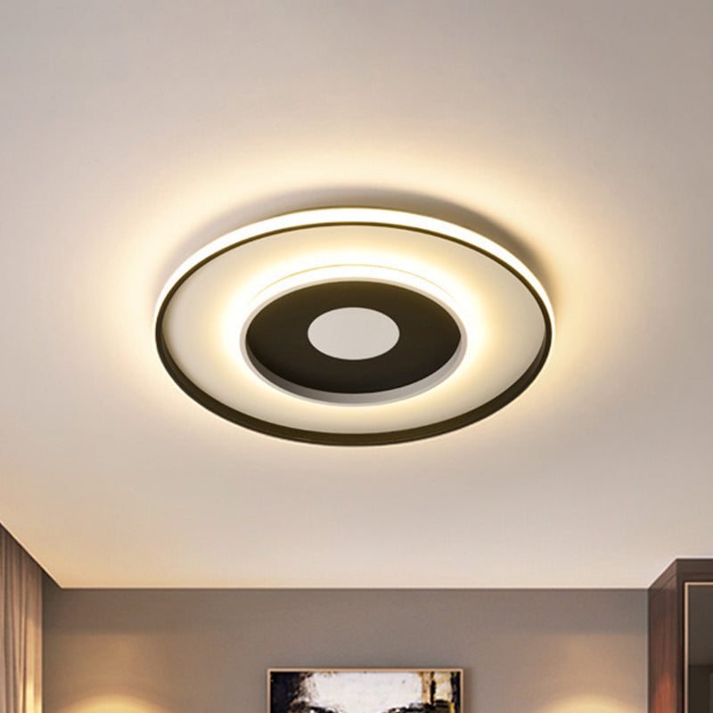 Acrylic Circle Ceiling Lighting Modern Black 18"/23.5" Wide Flush Light Fixture in Warm/White/3 Color Light