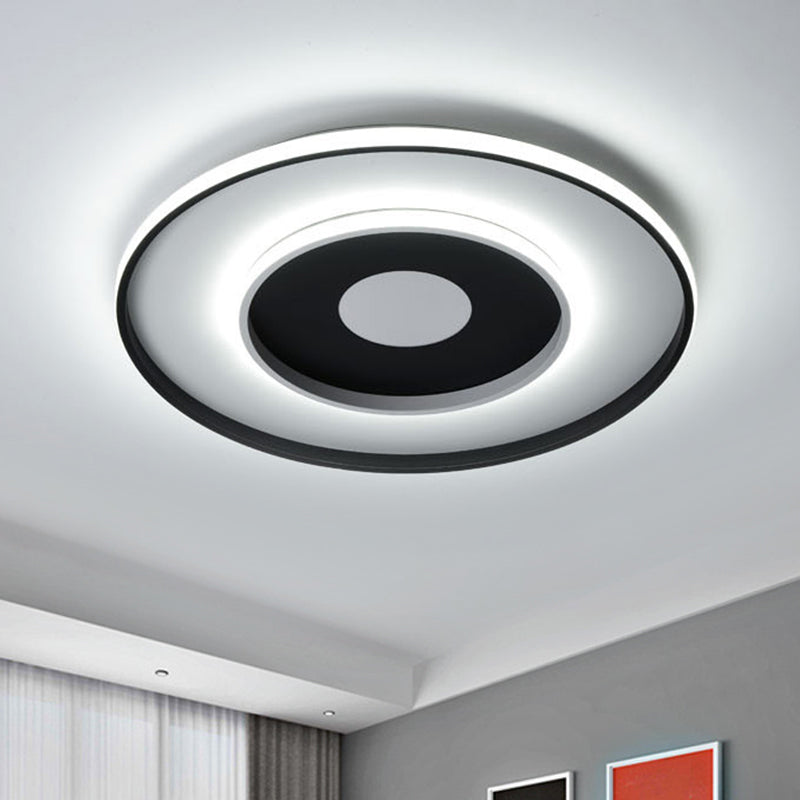 Acrylic Circle Ceiling Lighting Modern Black 18"/23.5" Wide Flush Light Fixture in Warm/White/3 Color Light