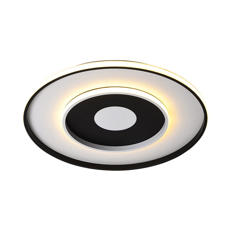 Acrylic Circle Ceiling Lighting Modern Black 18"/23.5" Wide Flush Light Fixture in Warm/White/3 Color Light