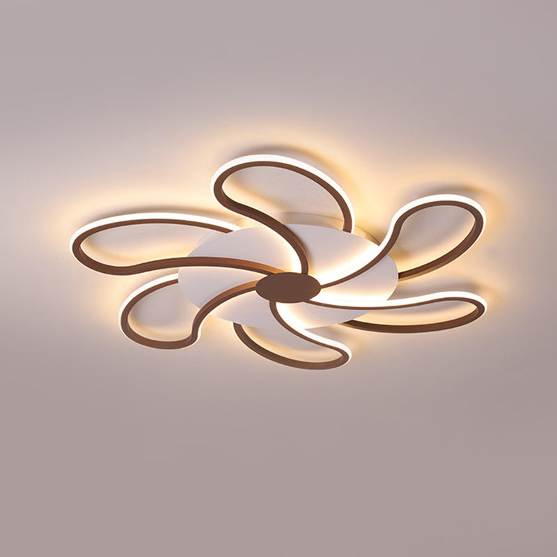 Flower Flush Light Contemporary Acrylic 5/6/7 Heads Brown Ceiling Mounted Fixture in Warm / White Light, 31.5 "/39" /46.5 " Wide