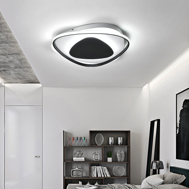 Black Triangle Ceiling Light Fixture Modernism Acrylic LED Flush Mount Lighting in Warm/White Light