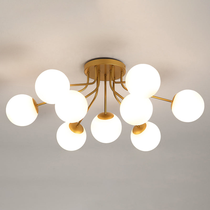 Glass Spherical Semi Flush Mount Lighting Modern-Style Semi Flush Light for Bedroom