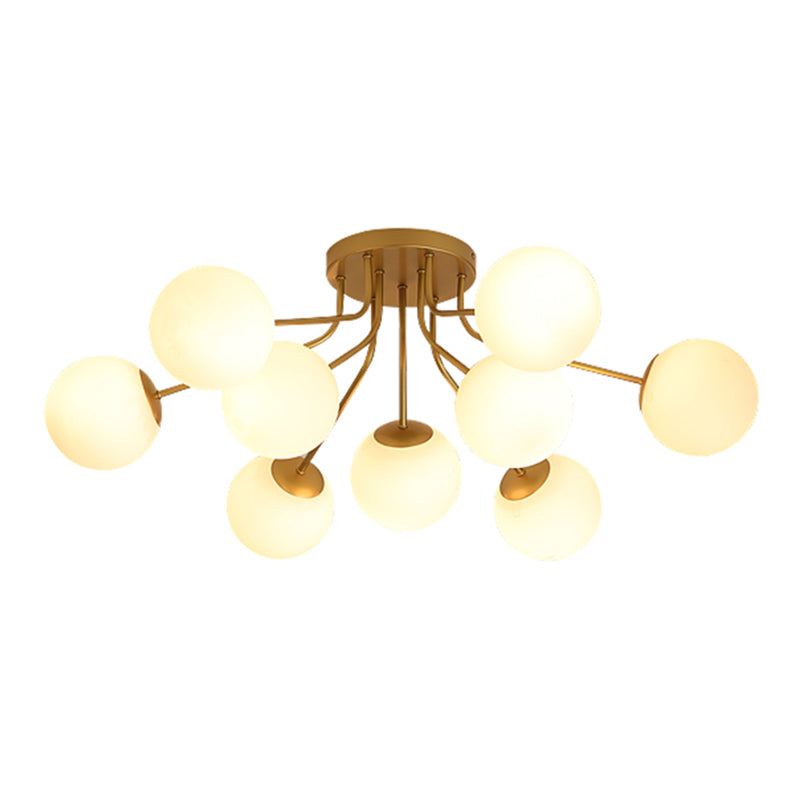 Glass Spherical Semi Flush Mount Lighting Modern-Style Semi Flush Light for Bedroom