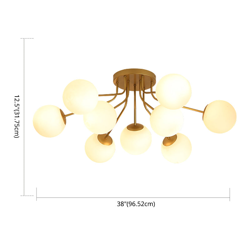 Glass Spherical Semi Flush Mount Lighting Modern-Style Semi Flush Light for Bedroom