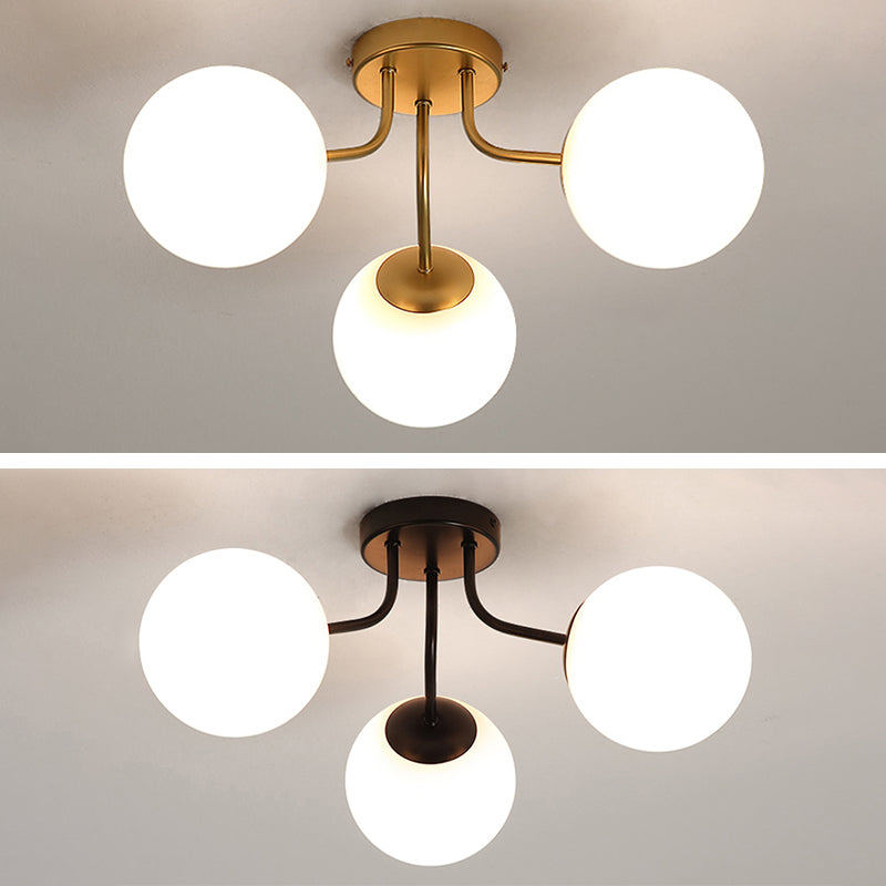 Glazen sferische semi-spoelmontage verlichting moderne semi-flush licht voor slaapkamer