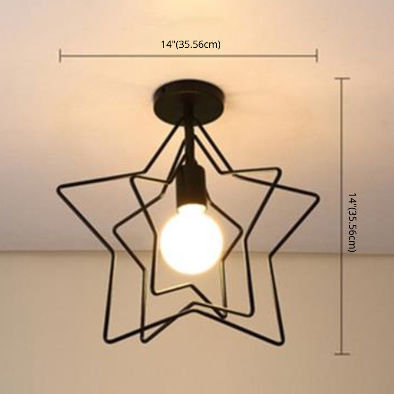 Metal Black Semi Flush Light Armatures 1 Light Industrial Semi Flush Ceiling Lights voor Hall en Foyer