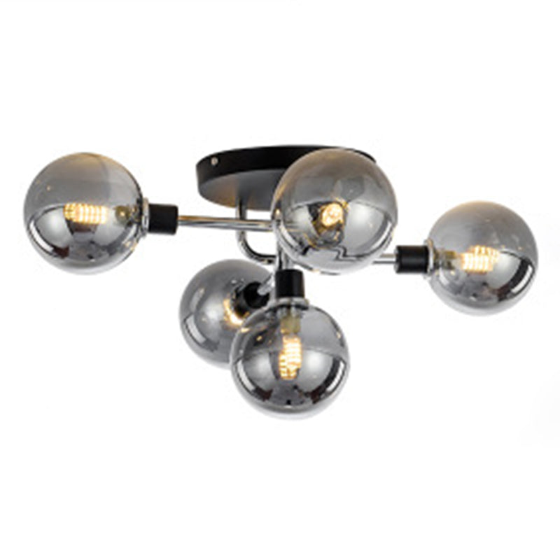 Simplicity-Style Semi Flush Mount Lighting Spherical Semi Flush Ceiling Light Fixture with Glass Shade