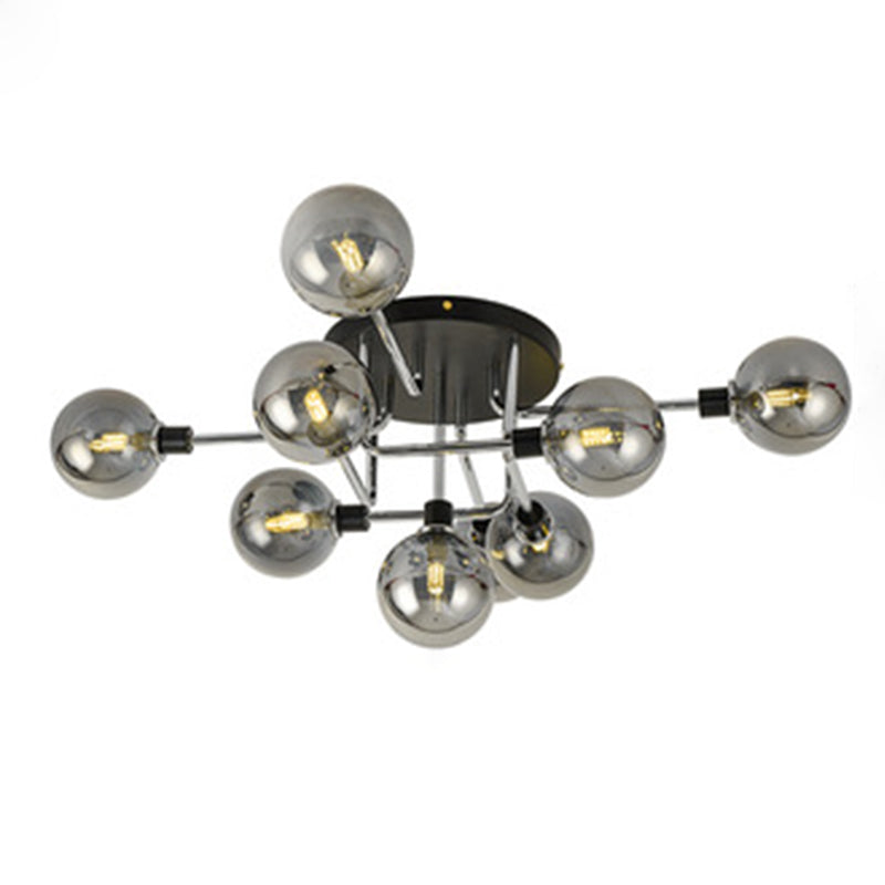 Einfachheitstil Semi Flush Mount Lighting Sphärische Halbblätter-Deckenleuchte mit Glasschatten