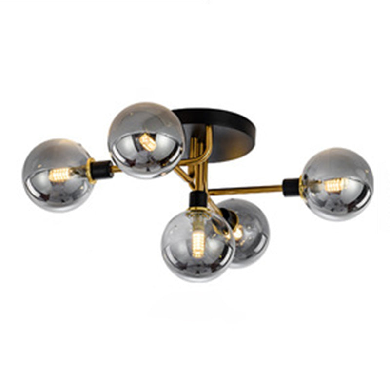 Simplicity-Style Semi Flush Mount Lighting Spherical Semi Flush Ceiling Light Fixture with Glass Shade