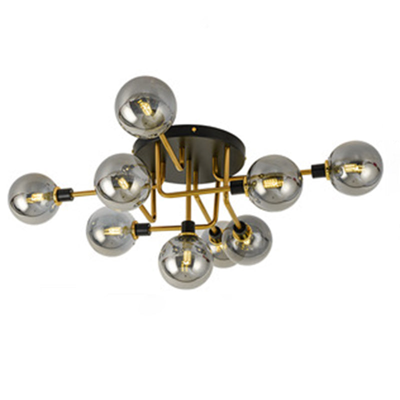 Simplicity-Style Semi Flush Mount Lighting Spherical Semi Flush Ceiling Light Fixture with Glass Shade