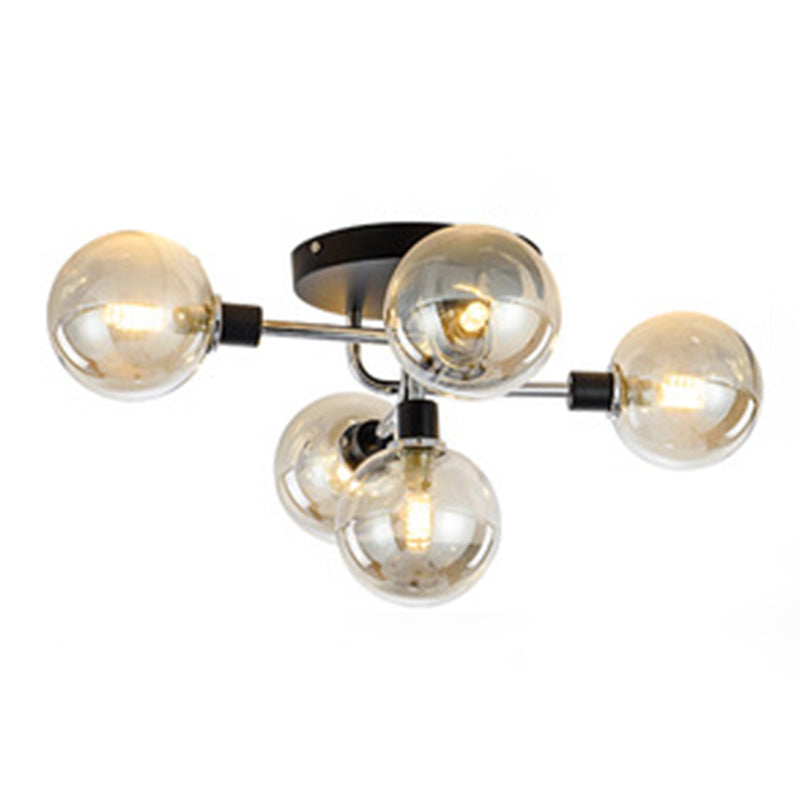 Simplicity-Style Semi Flush Mount Lighting Spherical Semi Flush Ceiling Light Fixture with Glass Shade