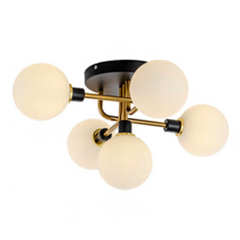 Simplicity-Style Semi Flush Mount Lighting Spherical Semi Flush Ceiling Light Fixture with Glass Shade