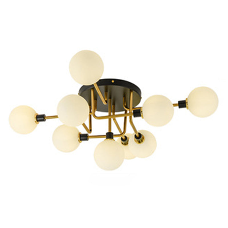 Simplicity-Style Semi Flush Mount Lighting Spherical Semi Flush Ceiling Light Fixture with Glass Shade