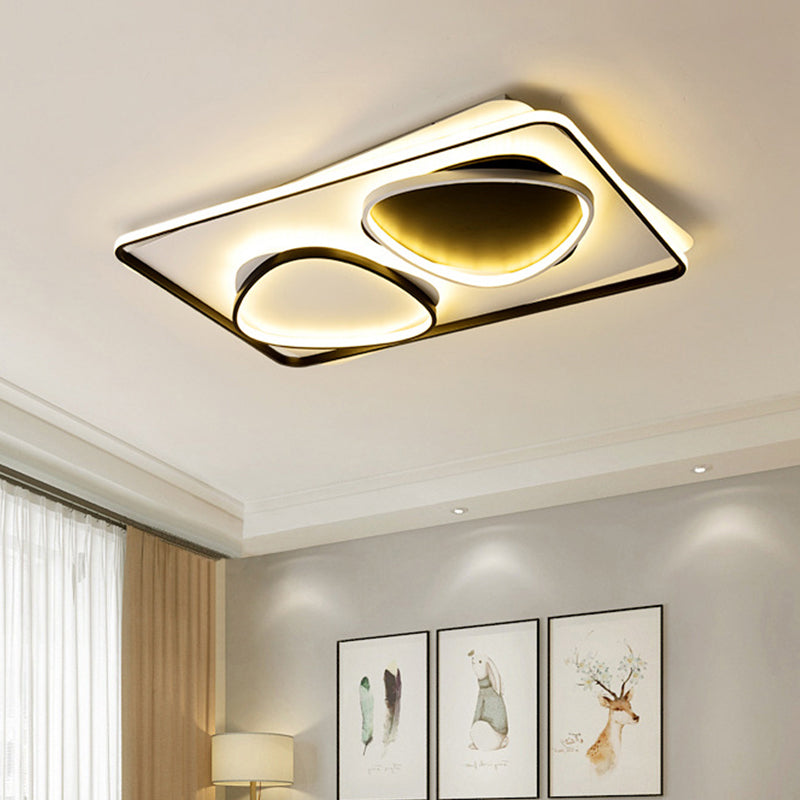 Acrylique Triangle Ceiling Lamp Contemporary Black LED Flush Mount Lighting in Warm / White Light