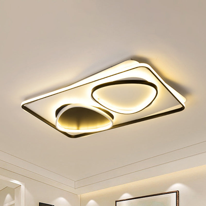 Acrylic Triangle Ceiling Lamp Contemporary Black LED Flush Mount Lighting in Warm/White Light