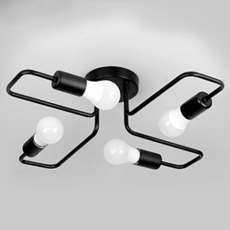 Luci da soffitto semifulpa della camera da letto con braccia impilati in metallo industriale semifulcole a soffitto