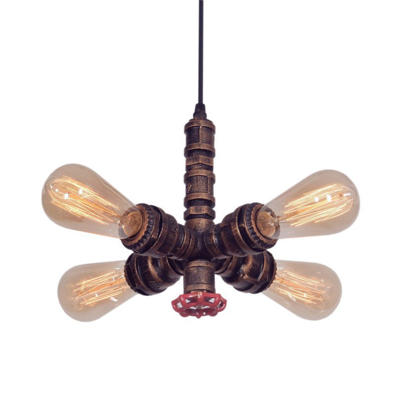 4 lumières Semi Flush Mount Éclairage à Steampunk Soupape en métal Semi-fleur de plafond