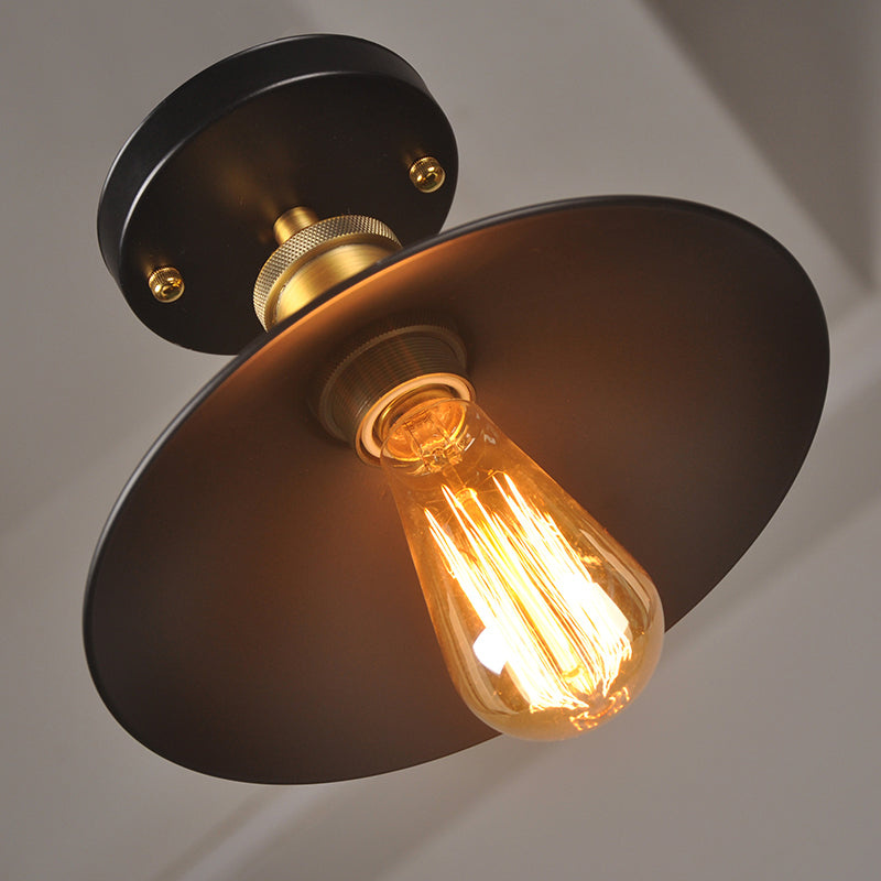 1 lichte semi -spoelplafondverlichtingsarmaturen met kegel metalen schaduw industriële hal en foyer semi -flush light armaturen