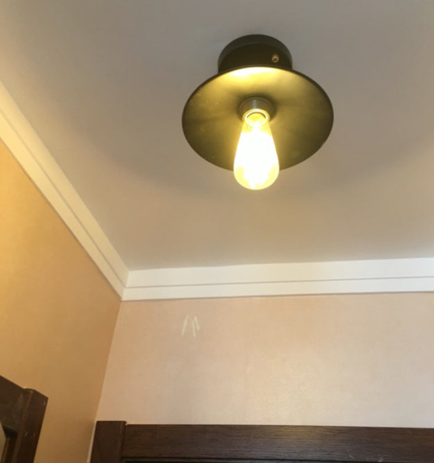 1 Light Semi Flush Ceiling Light Fixtures with Cone Metal Shade Industrial Hall And Foyer Semi Flush Light Fixtures