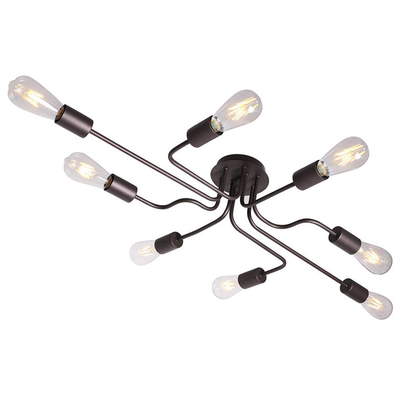 Sputnik Design Metal  Semi Flush Mount Ceiling Fixture Industrial Living Room and Kitchen  Semi Flush Light Fixtures