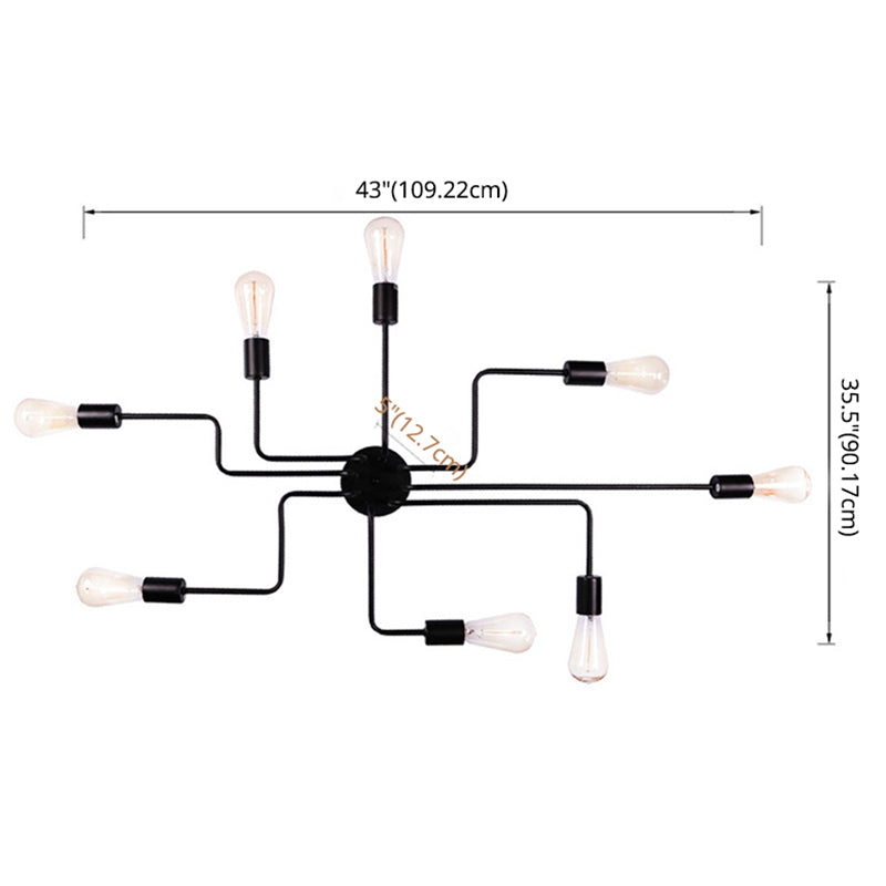 Sputnik Design Metal Semi Flush Mount Plafond Aménage de salon industriel et de cuisine Semi-Flush Lighttures