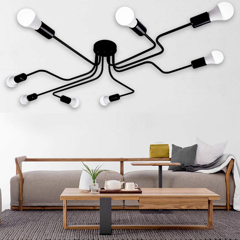 Sputnik Design Metal  Semi Flush Mount Ceiling Fixture Industrial Living Room and Kitchen  Semi Flush Light Fixtures