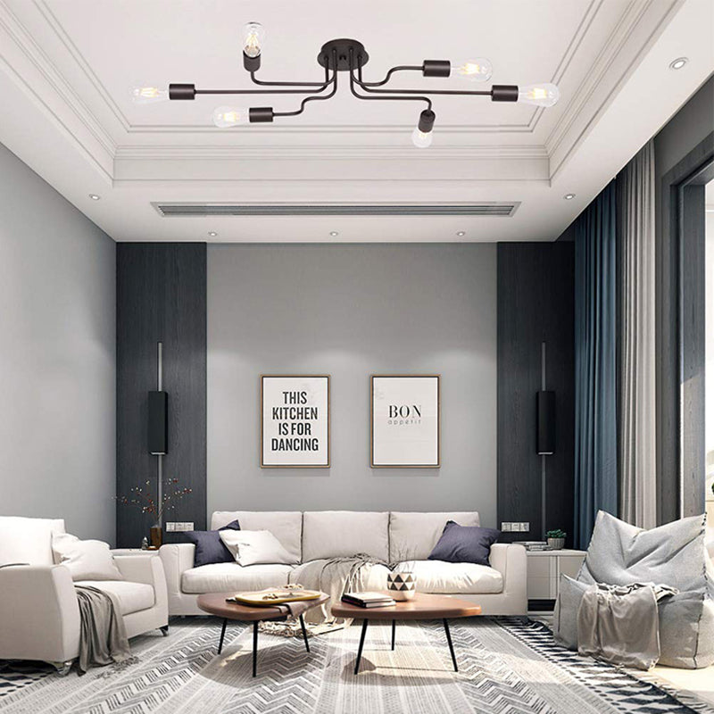 Sputnik Design Metal  Semi Flush Mount Ceiling Fixture Industrial Living Room and Kitchen  Semi Flush Light Fixtures