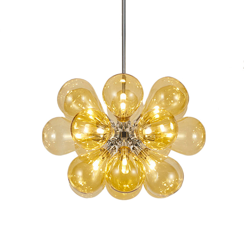 Cognac Glass Bubble Hanging Ceiling Light Modernism 18 Heads Chandelier Light Fixture