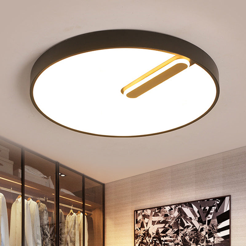 Lampada rotonda montata a soffitto Acrilico minimalista Nero/Bianco 18"/21,5" Lampada da incasso a LED larga, Luce calda/bianca/Dimmerazione continua con telecomando