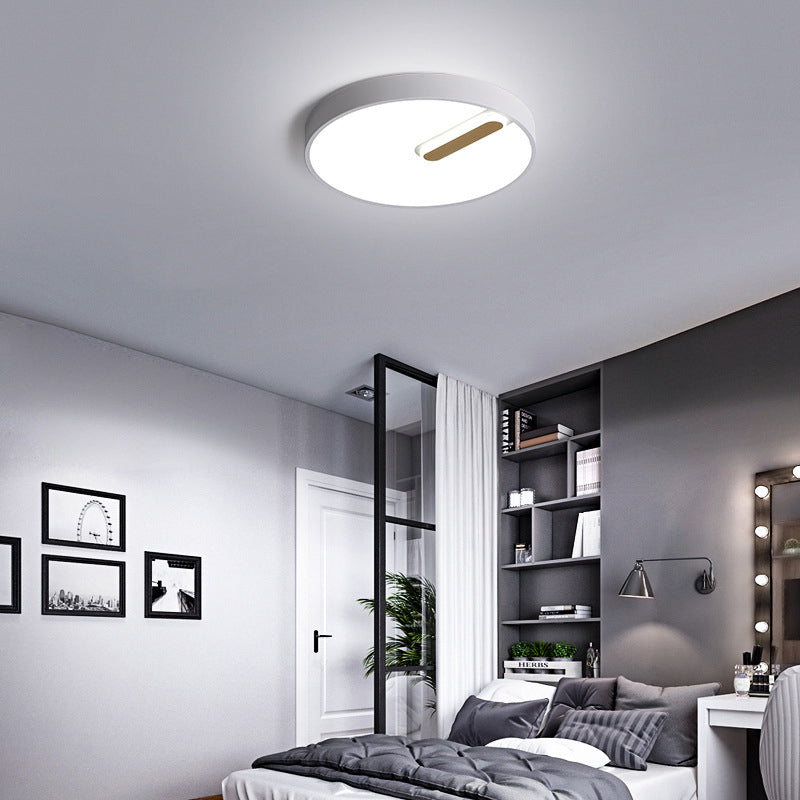 Round Ceiling Mounted Light Minimalist Acrylic Black/White 18"/21.5" Wide LED Flush Light Fixture, Warm/White Light/Remote Control Stepless Dimming