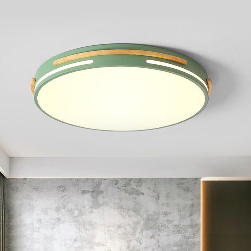 Round Flushmount Macaron Metal LED Grey/White/Green Ceiling Mounted Fixture in Warm/White Light, 16.5"/20.5" Wide