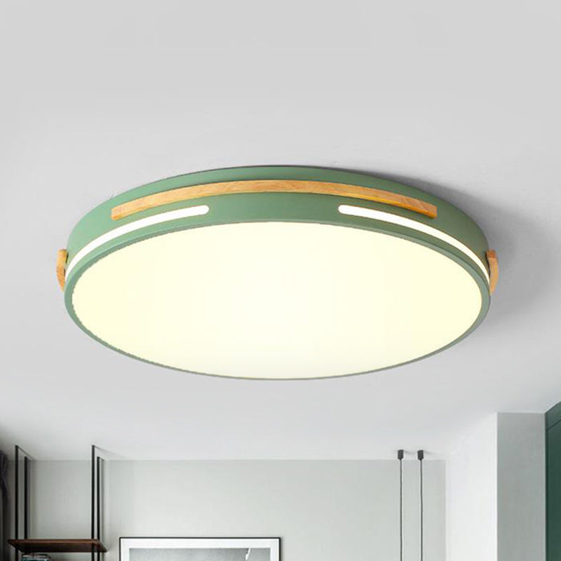 Round Flushmount Macaron Metal LED Grey/White/Green Ceiling Mounted Fixture in Warm/White Light, 16.5"/20.5" Wide