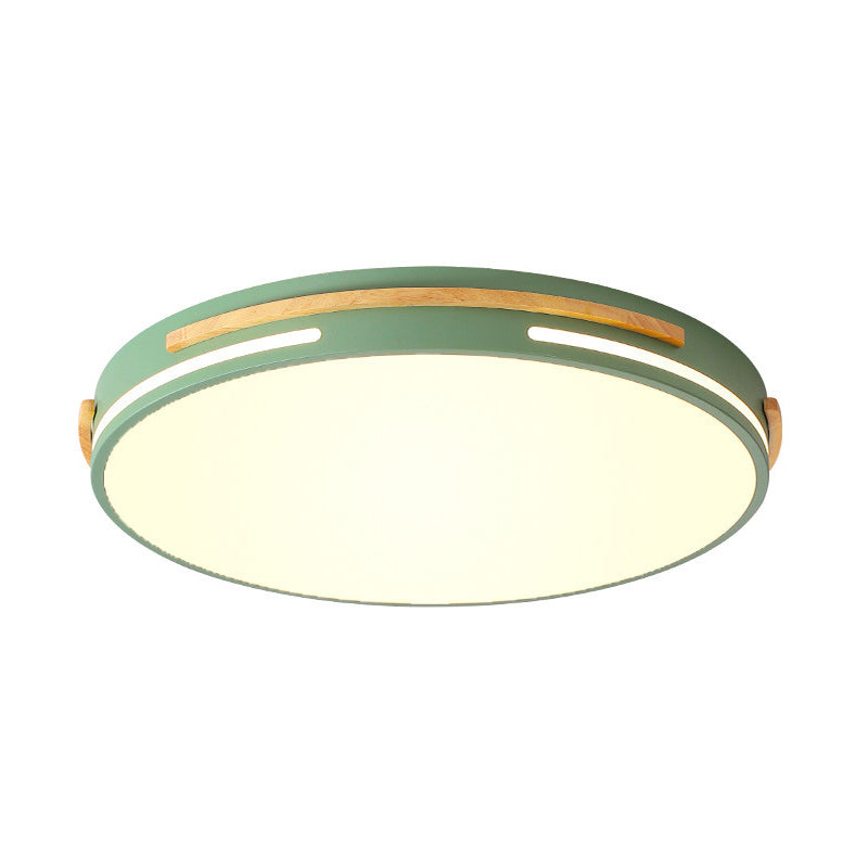 Plafonnier rond à LED en métal Macaron, gris/blanc/vert, lumière chaude/blanche, 16,5"/20,5" de large