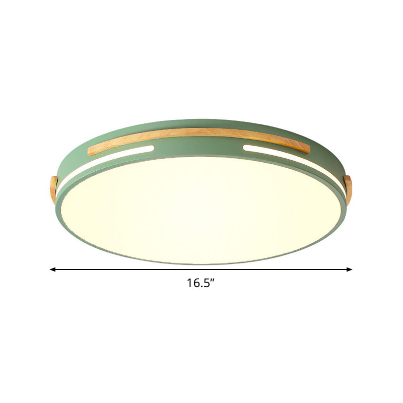 Plafonnier rond à LED en métal Macaron, gris/blanc/vert, lumière chaude/blanche, 16,5"/20,5" de large