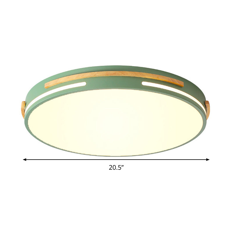 Round Flushmount Macaron Metal LED Grey/White/Green Ceiling Mounted Fixture in Warm/White Light, 16.5"/20.5" Wide