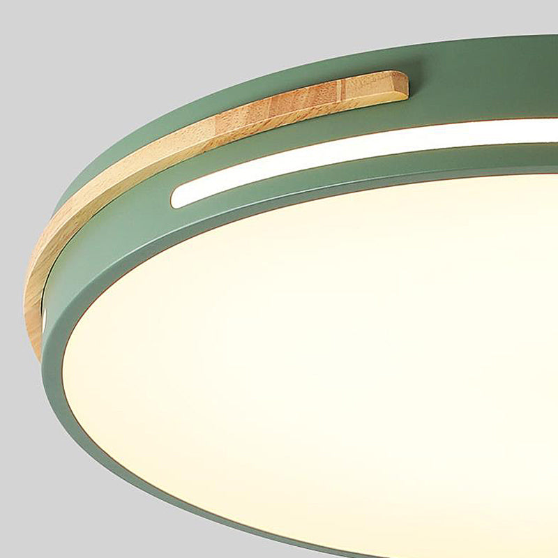 Round Flushmount Macaron Metal LED Grey/White/Green Ceiling Mounted Fixture in Warm/White Light, 16.5"/20.5" Wide