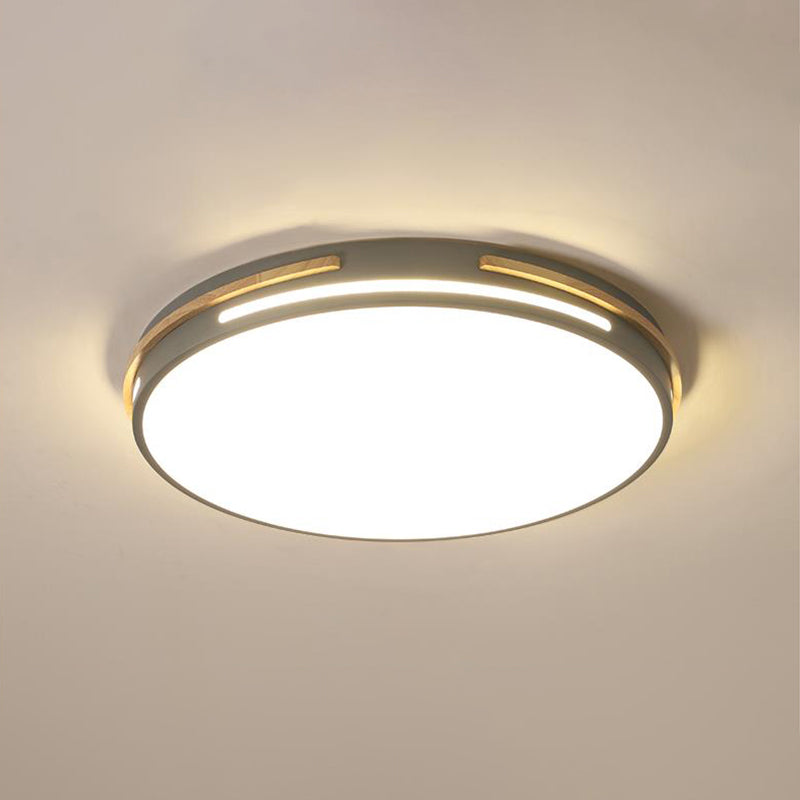 Round Flushmount Macaron Metal LED Grey/White/Green Ceiling Mounted Fixture in Warm/White Light, 16.5"/20.5" Wide